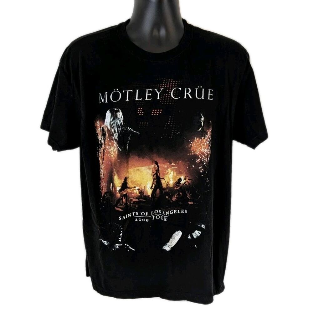 Motley Crue 2009 Tour T Shirt XL Saints of Los Angeles Concert Tee Black Band